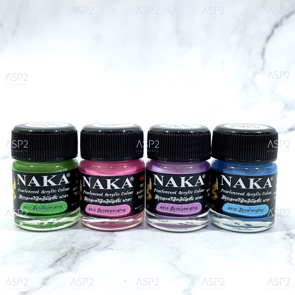 สีมุกอะคริลิค นาคา NAKA 15 มล. มี 20 สี สีนาคา สีอะคริลิค สีใหม่!สีมุกพาสเทล
