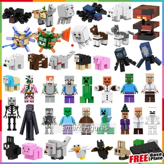 Minecraft Series Minifigures Steve Alex Villager Wolf Cows Squid Rabbit Horse ของเล่นของขวัญ Mini Figures B001-B046