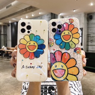 การ์ตูน น่ารัก แฟชั่น ดอกไม้ดวงอาทิตย์ Smiley เพชร เคส iPhone 14 max 13 pro max 12 pro max 12 mini 11 pro max se 2020 เคสมือถือ เคส ไอโฟน ip 7p 8plus 7plus 7 8 xr xs x max case ใหม่ หญิง คู่ ซิลิก้าเจล เปลือกนิ่ม เคส