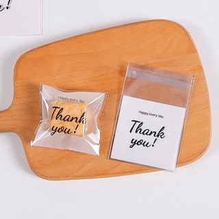 [🚛ส่งไว ส่งทุกวัน💨] ลายพิเศษ! ถุงฝากาว 2 ขนาด 7x7cm และ 10x10cm ลาย Thank you บรรจุ 95-100 ใบ