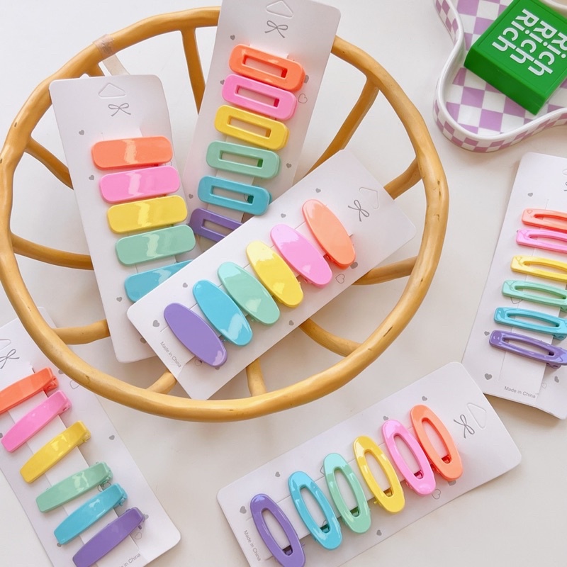 Cute 094 กิ๊บติดผม กิ๊บหนีบผมโทนสีพาสเทล 6 ชิ้น/แผง