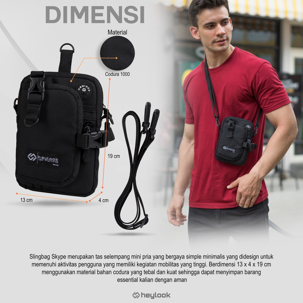 Heylook Official - SKYPE Sling Bag Mens Small Bag Mens Mini Sling Bag Hp Waistbag Sling Phone Neck Bag ล่าสุด Distro Slingbag