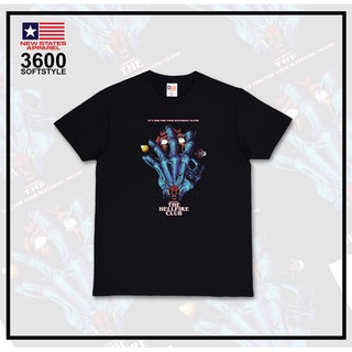 เสื้อยืดคอกลมเสื้อยืด สีดํา ลาย STRANGER THINGS 4 HELLFIRE CLUBS-4XL