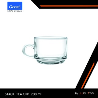 JJGLASS - (Ocean)  P00340 Stack Tea Cup - แก้วหูกาแฟ ชา 200 มล. + จานรอง 5.25 นิ้ว  P00271