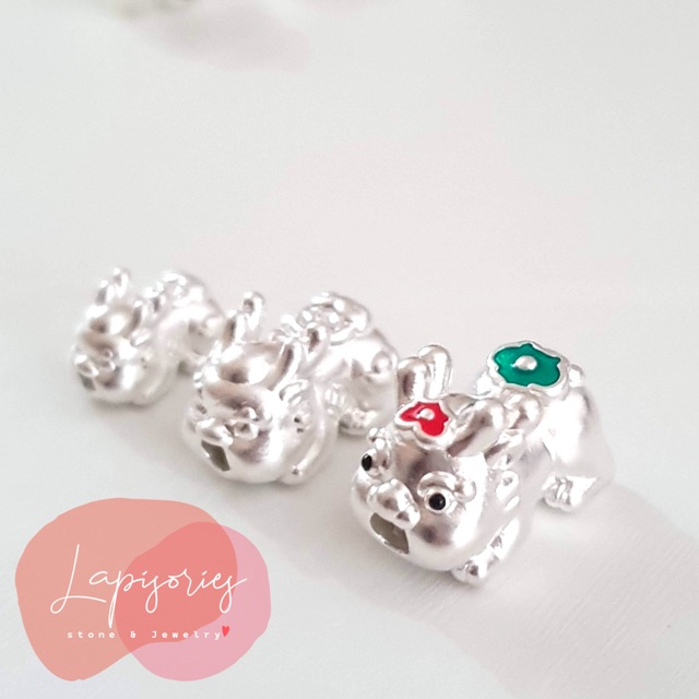 ชาร์มเงินแท้999 ปี่เซียะเบบี้ โฟมมิ่ง DIY เครื่องราง ตัวคั่นหิน ตัวตกแต่งกำไล