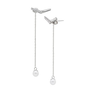 A.CEMI Pearl Drop V Earring White Gold