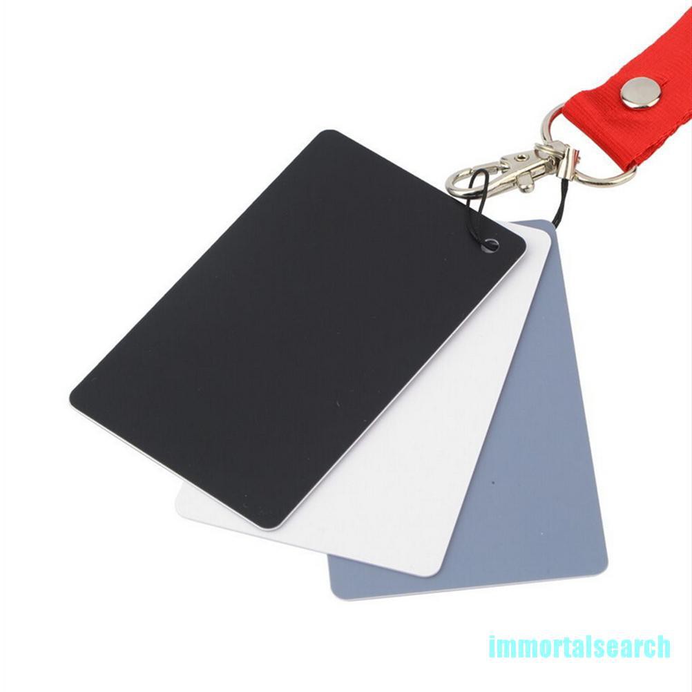 [IMMOR] 3 in 1 Pocket-Size Digital White Black Grey Balance Cards 18% Gray Card Quality ELE