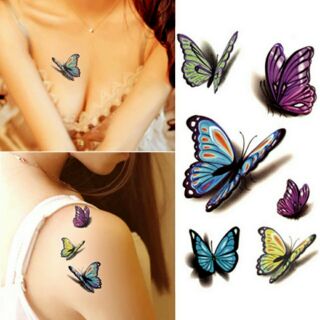 พร้อมส่งสติ๊กเกอร์ Tattoo ลายผีเสื้อ