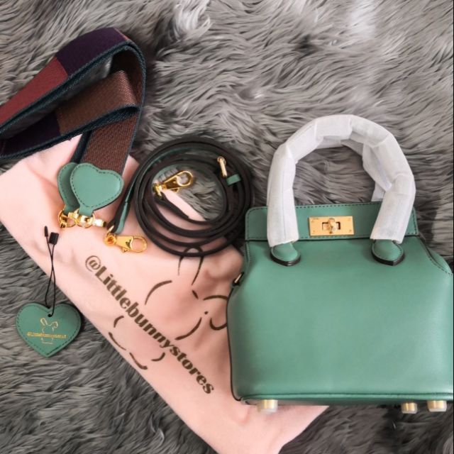 New Littlebunny​ micro tb สีJade ocean หนังแท้