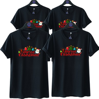 เสื้อยืดผ้าฝ้าย เสื้อยืดคริสต์มาสPRIA Christmas T-Shirt / MERRY Various Picture A / MERRY CHRISTMAS TSHIRT / Crystent T-