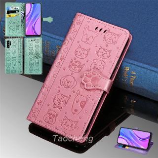 เคสโทรศัพท์หนังผ้าฝาพับกระเป๋าสตางค์ Samsung Galaxy Note 10 Plus Pro S10 Lite 9 Note10 Note9 S10Lite Phone Case Cute Cat Dog 3D Pink Leather Shockproof Card Slot Wallet Flip Cover Soft Casing Stand Holder With Lanyard