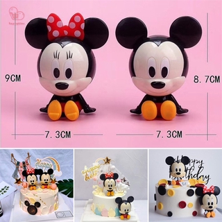 ฟิกเกอร์การ์ตูน Micky &amp; Minie Mouse 2 ชิ้นสําหรับตกแต่งเค้กวันเกิด