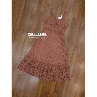 เดรสระบายลูกไม้สีโอรส งานป้าย Valley girl SizeL ***มือ1ป้ายห้อย