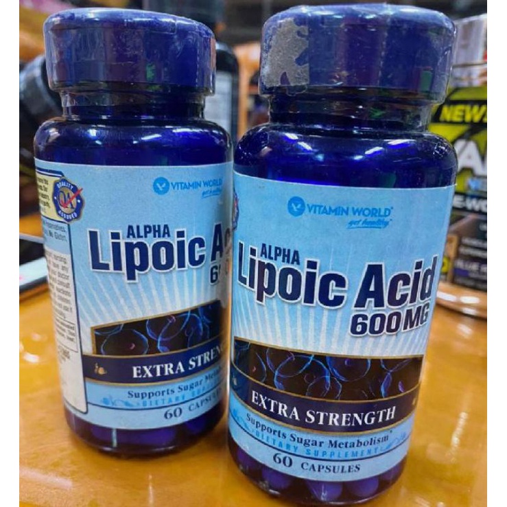 Alpha Lipoic Acid 600 mg (Vitamin world ) 60 Capsules นำเข้าจากประเทศสหรัฐอเมริกาขาวด่วน2เท่า ขาวไวมาก ออร่าพุ่ง 🇺🇸🇺🇸