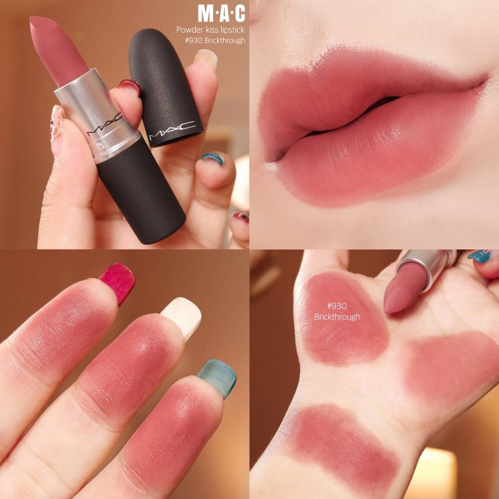 ( พร้อมส่ง ) MAC Powder Kiss Lipstick  ( ฉลากไทย ) 🌻 สี 930 Brickthrough ผลิต 04/21