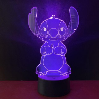 โคมไฟ LED รูปการ์ตูนสติทช์ น่ารัก ชาร์จ USB สำหรับตั้งโต๊ะ