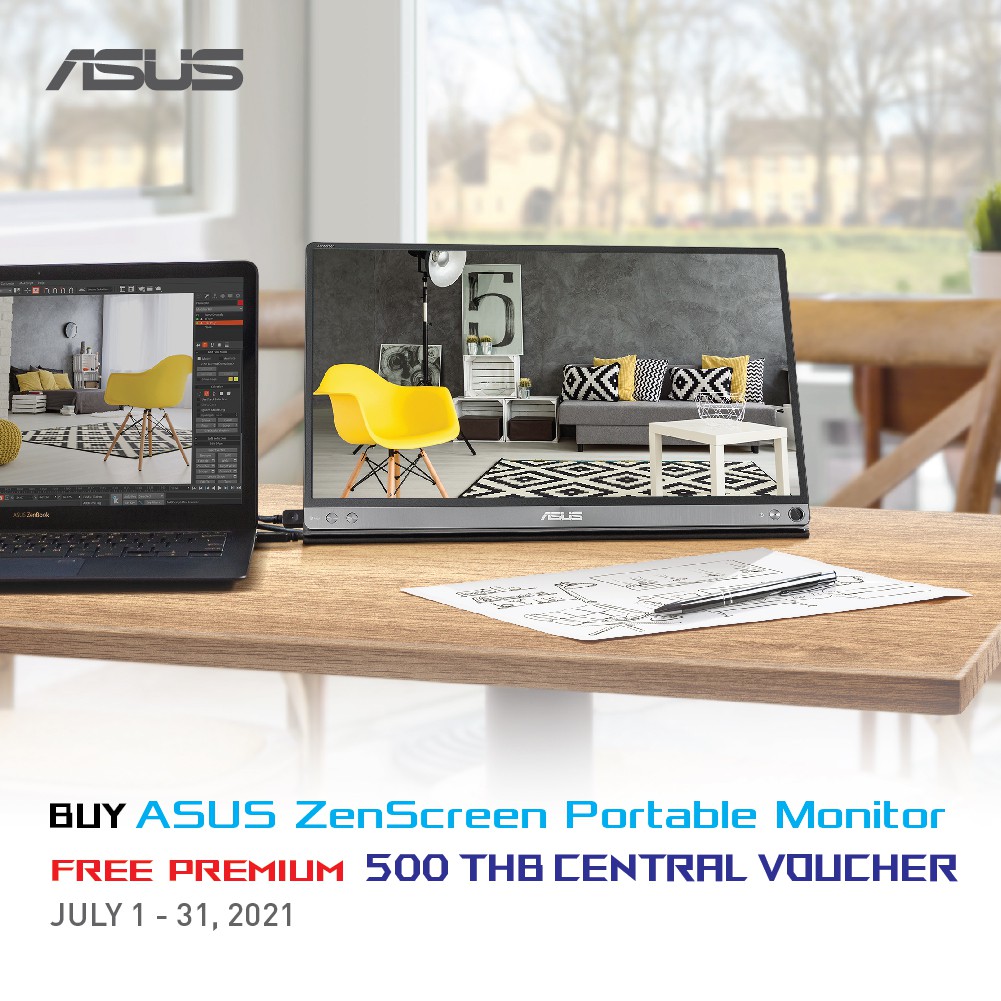 จอพกพา ASUS ZenScreen MB16AH Portable USB Monitor- 15.6 inch, IPS, Full HD, USB Type-C, Micro-HDMI, Flicker Free
