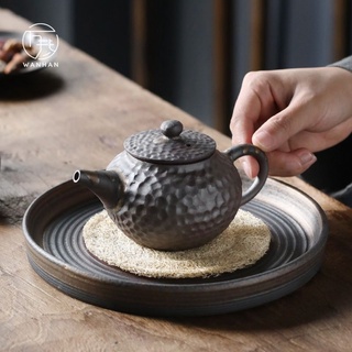 Crude earthenware teapot, water storage tray, kung fu teapot,  pure handmade raw ore wood-fired retro teapot