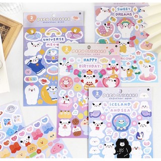 [พร้อมส่ง] สติ๊กเกอร์PVCลายการ์ตูนน่ารัก 2 แผ่น/Set