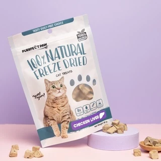 🐾 ขนมแมว ตับไก่ฟรีซดราย 100%(Purrfect Paw) ดีต่อสุขภาพ บำรุงขน ขนมแมวไม่เค็ม ขนมแมวฟรีซดราย Freeze dried แมว