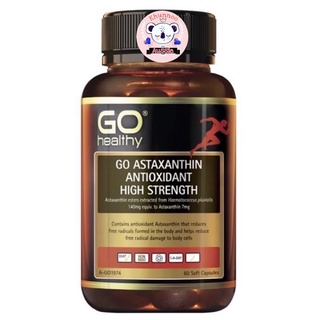 GO Healthy Astaxanthin Antioxidant High Strength 60แคปซูล(พรีออเดอร์)