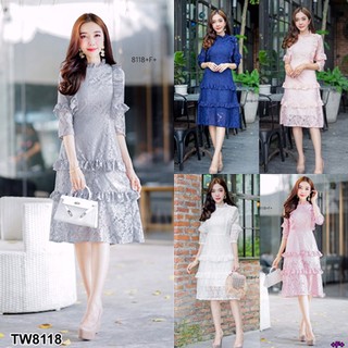 SS8118 Dress เดรส ลูกไม้ แต่งระบายเรเยอร์