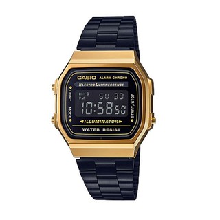 CASIO นาฬิกาข้อมือผู้หญิงสายสแตนเลส รุ่น A168WEGB,A168WEGB-1B,A168WEGB-1BDF