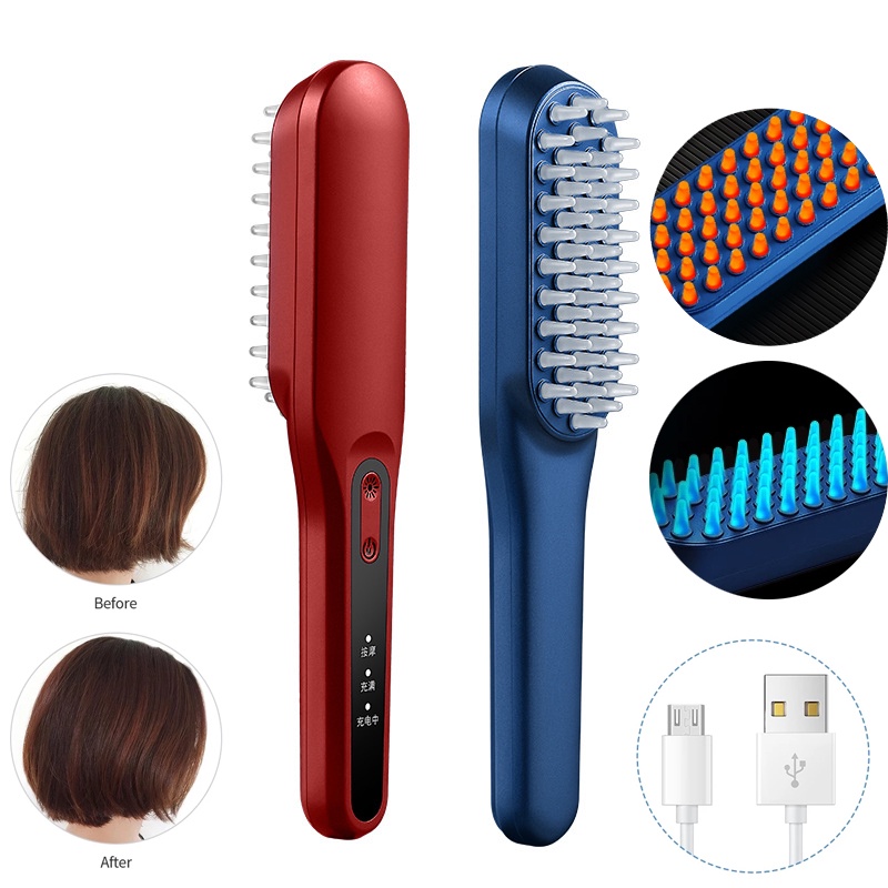 EMS Vibration Head Massage Comb Electric Laser RF Red Blue Light Hair