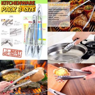 KItchenware Pack 3 Size ไม้คีบของ คีบอาหาร คีบของร้อน 3 ขนาดพร้อมตัวล็อค