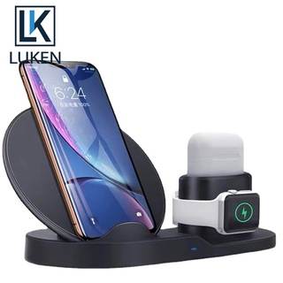 Luken แท่นชาร์จไร้สาย 3 in 1 สําหรับ Apple iPhone X XS Max Apple Watch 1 2 3 4 5 Airpods