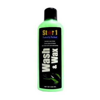 Car care solution WASH &amp; WAX STAR 1 1000ML GREEN Car accessories Hardware hand tools น้ำยาดูแลรถยนต์ แชมพูแว๊กซ์ล้างรถ S