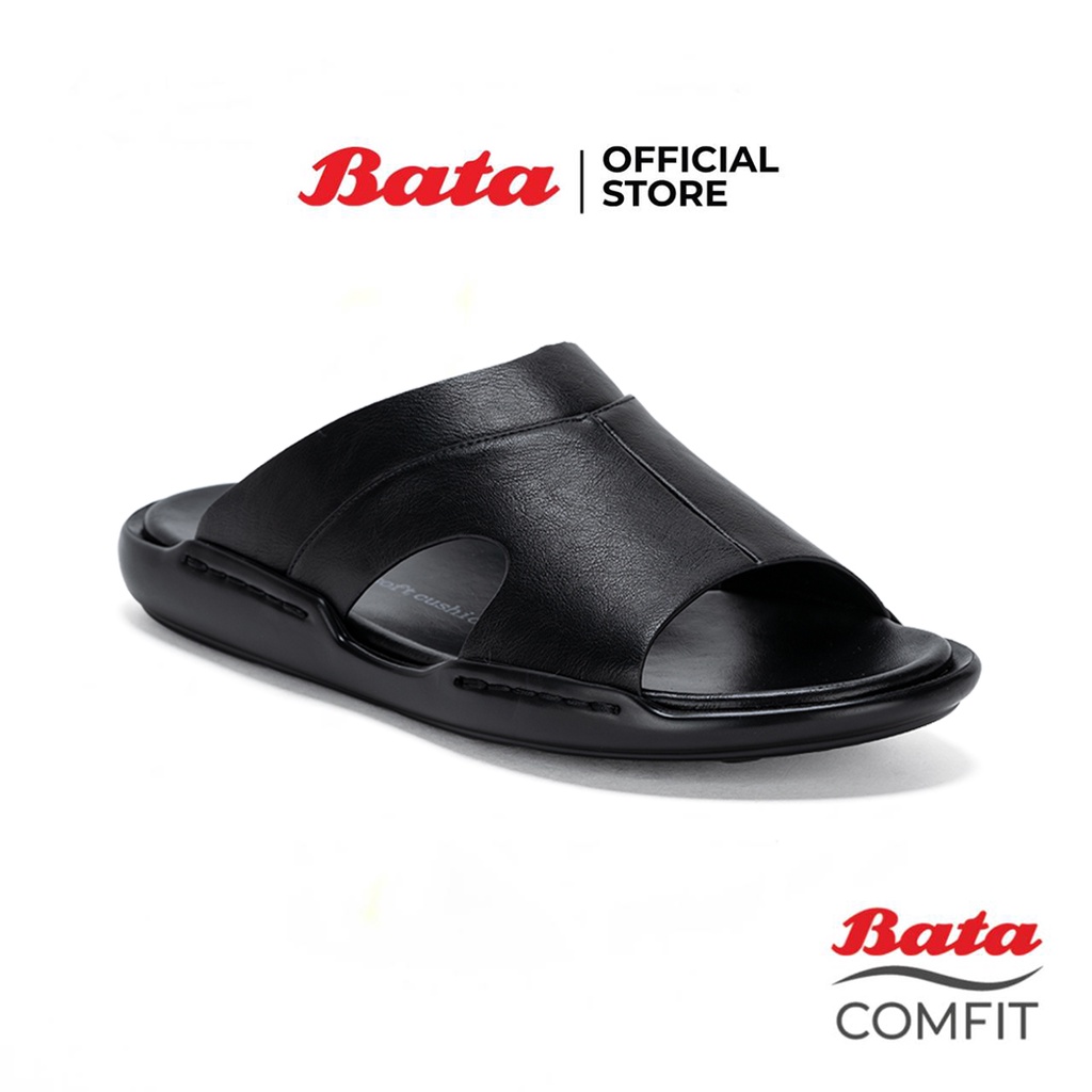 *Best Seller* Bata Comfit บาจา คอมฟิต รองเท้าแตะหนัง PU รองรับน้ำหนักเท้าได้ดี  สำหรับผู้ชาย รุ่น SANDO สีดำ 8716442