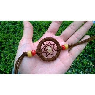 สร้อยข้อมือ กำไลข้อมือ ตาข่ายดักฝัน Dreamcatcher Bracelet รุ่นเชือกหนัง สีน้ำตาล ประดับหิน สร้อยข้อมือแฮนด์เมด โบฮีเมียน