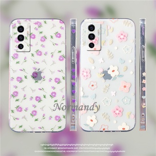 เคสโทรศัพท์ Casing Vivo V23E Y72 Y52 X70 Pro 5G 4G New Style Creativity Romantic Side Flowers Transparent Phone Case TPU Back Cover เคส