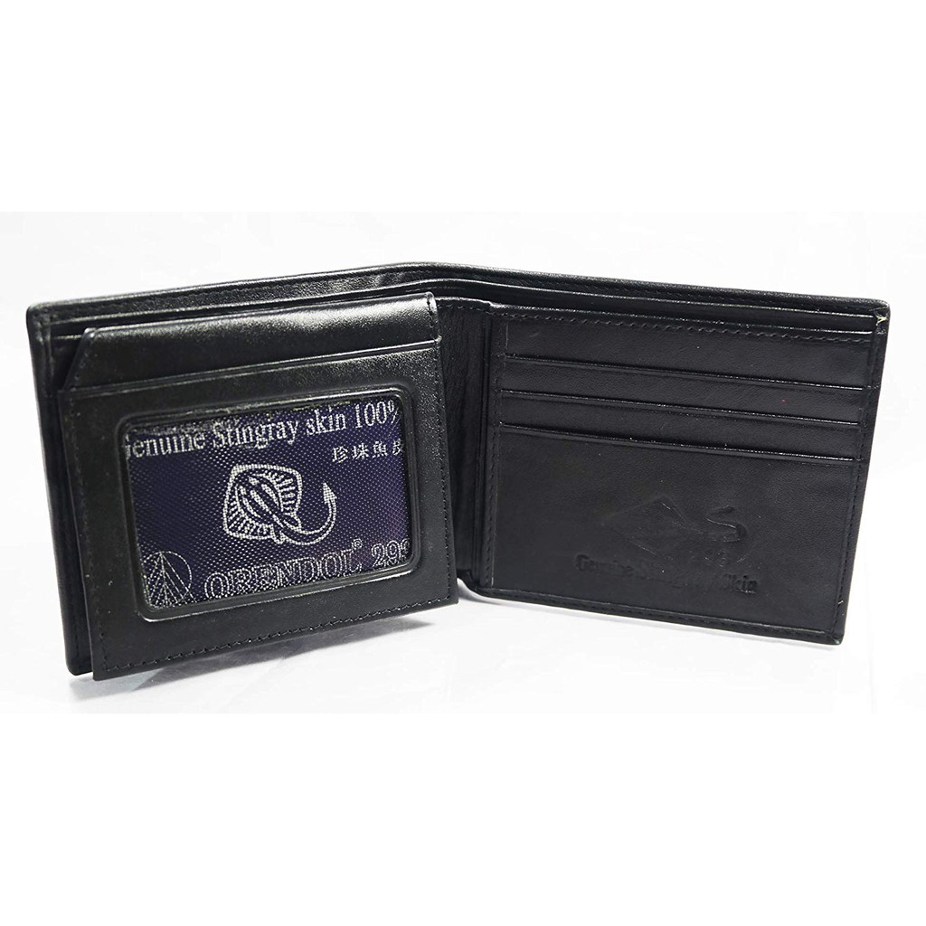 กระเป๋าสตางค์หนังปลากระเบนแท้ สองพับ Unisex Genuine Stingray Bifold wall size 4.0 x 4.5 inches