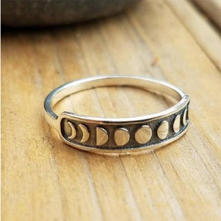 Retro moon missing moon round ladies ring European and American trendy wild ring ring exquisite jewelry