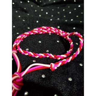 Headband ที่คาดผม ถักเปีย ยางยืด สีแดงชมพู