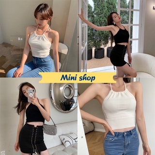 Mini shop🌸พร้อมส่ง🌸 (28612) เสื้อไหมพรมคล้อคอ เว้าหลังดีเทลมัดเชือกเซ็กซี่สุดๆแล้ว