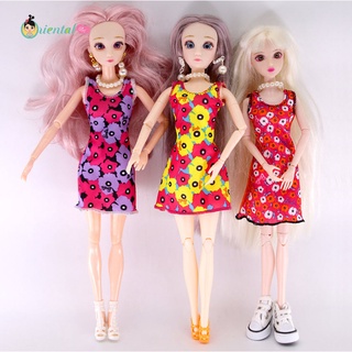 เดรสสั้นบาร์บี้ แขนกุด ลายดอก เสื้อผ้าบาร์บี้ barbie