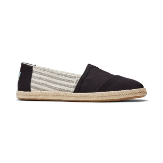 TOMS รองเท้าลำลองผู้หญิง สลิปออน รุ่น Alpargata Rope Black University Stripes Organic Cotton (B) รองเท้าลิขสิทธิ์แท้