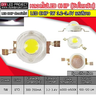 หลอด Led Chip 1W 3W สีขาว,สีวอร์มไวท์