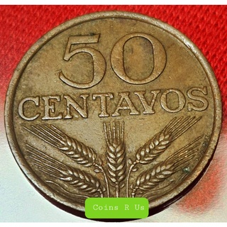 เหรียญต่างประเทศ โปรตุเกส  ปี 1969 - 1979 ชนิด 50 Centavos ขนาด 22.5  มม. ผ่านใช้สวยน่าสะสม