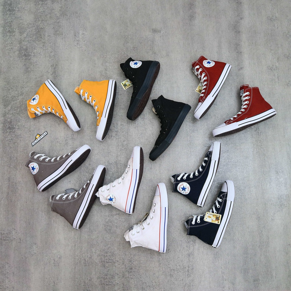 Putih LOKAL HITAM Converse Allstar Classic High Black/White/Gray/Maroon Local Shoes