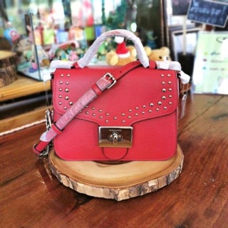 📌CASSIDY TOP HANDLE CROSSBODY WITH RIVETS (COACH F76689SVP4Z) SV/BRIGHT CARDINAL