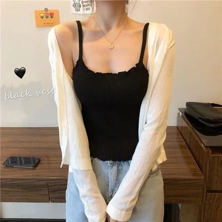 Gakki เสิ้อกล้ามไหมพรม สายเดี่ยว เสื้อไหมพรม สไตล์เกาหลีทรงเกาะอกเซ็กซี่ 9537#