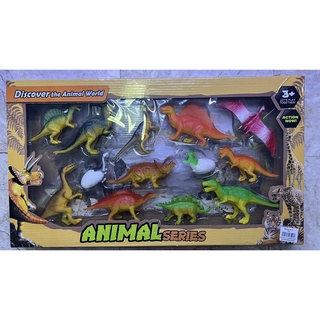 ของเล่นไดโนเสาร์  พลาสติก  Dinosaur ชุด 13 ตัวโมเดลของเล่นราคาถูก กล่องใหญ่ ส่งทุกวัน -Animal Series-Discover the animal