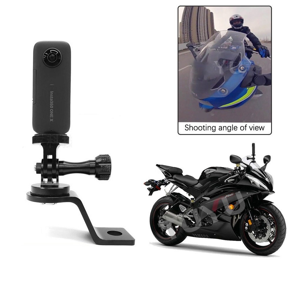 อลูมิเนียมรถจักรยานยนต์กระจกมองหลัง Mount Bracket ผู้ถือคงที่ Stent สําหรับ Insta 360 One X Gopro Hero 9 สีดํา Action กล้อง Accessorie