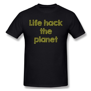 ผ้าฝ้ายคอกลมGildan เสื้อยืดผ้าฝ้าย 100% พิมพ์ลาย Hack Life Planet ของขวัญวันเกิด สําหรับผู้ชายfrom S-4XL