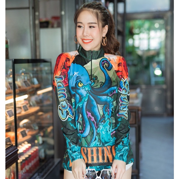 เสื้อตกปลา JK Thailand เสื้อสำหรับกีฬากิจกรรมกลางแจ้ง ลาย SQUIDY ป้องกันรังสี UV 80% แห้งเร็ว - รูปที่ 7