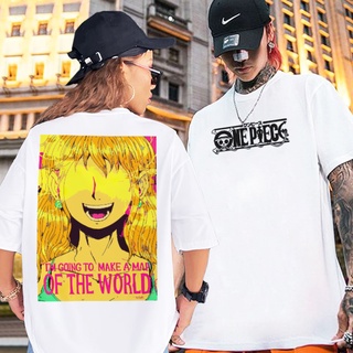 อะนิเมะแฟชั่น One Piece กราฟิกทีสตรีทแวร์ unisex เสื้อยืดลําลองสีขาว }UG